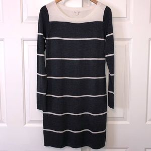 Gap Comfy Gray with Cream Stripe Sweater Dress